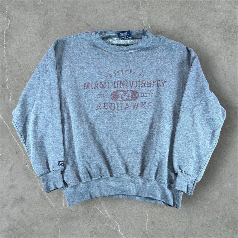 Vintage Miami University Sweatshirt Mens Medium Grey‎ 90s Redhawks Fleece Crew